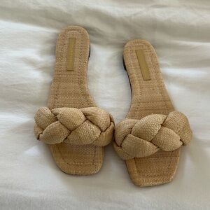 Loeffler Randall - Natural Joanna Straw Braided Band Flat Sandal